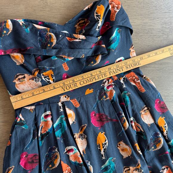 Anthropologie Maeve Colorful Strapless Bird Dress, Size 6 - Picture 8 of 10
